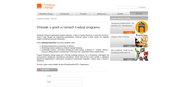 Wniosek o granta Akademii Orange