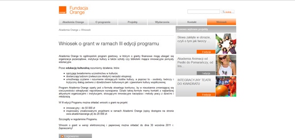 Wniosek o grant w ramach III edycji programu Akademii Orange